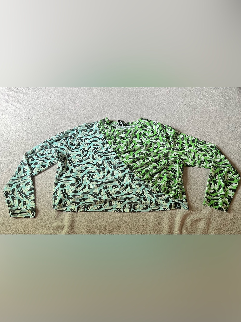ASOS Curve Yin and Yang Long Sleeve Sheer Crop Top